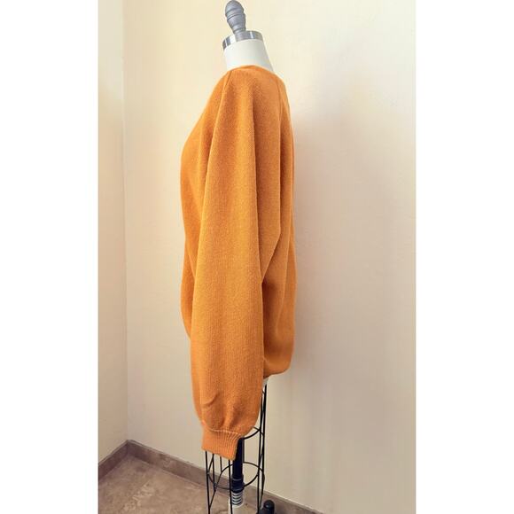 Inca Fashions Baby Alpaca Cardigan XL Mustard Orange Knit Peru - Picture 4 of 8